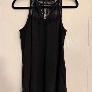 Black Lace Yoke Sleeveless Women's Top
